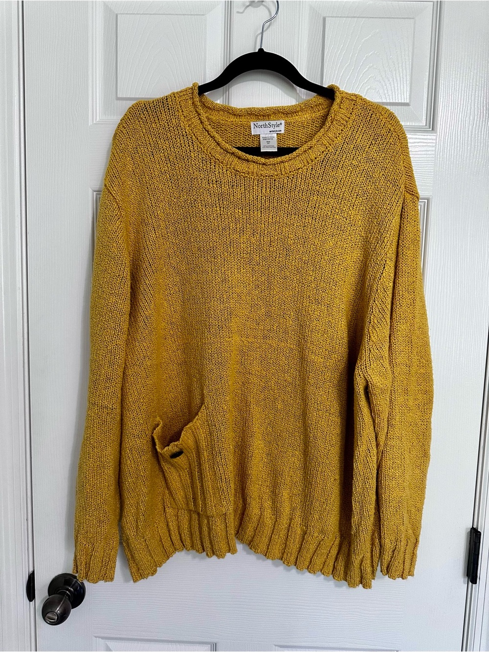 NorthStyle Women's Golden Mustard Crewneck Pocket Sweater
